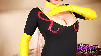 Busty babe siri plays with sex toy in cosplay