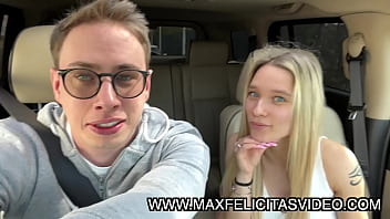 Blond teen handjob and sex in the car